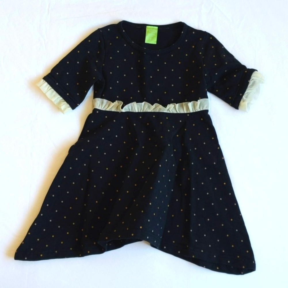 peekaboo beans black polkadot ruffle dress 3T toddler girls
